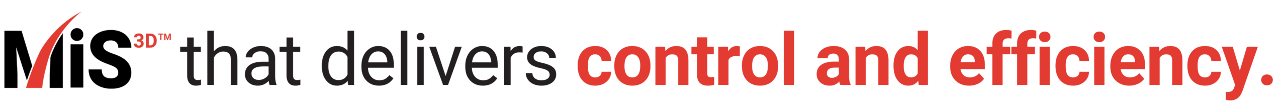 Stylized text: "that delivers control and efficiency" with emphasis on "control and efficiency" in red.